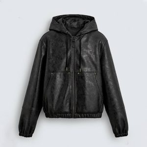 کاپشن چرم کلاهدار Zara کد 83