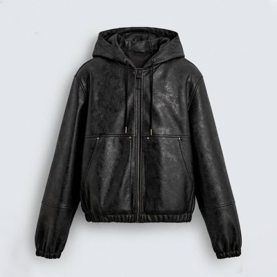 کاپشن چرم کلاهدار Zara کد 83