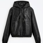 کاپشن چرم کلاهدار Zara کد 83